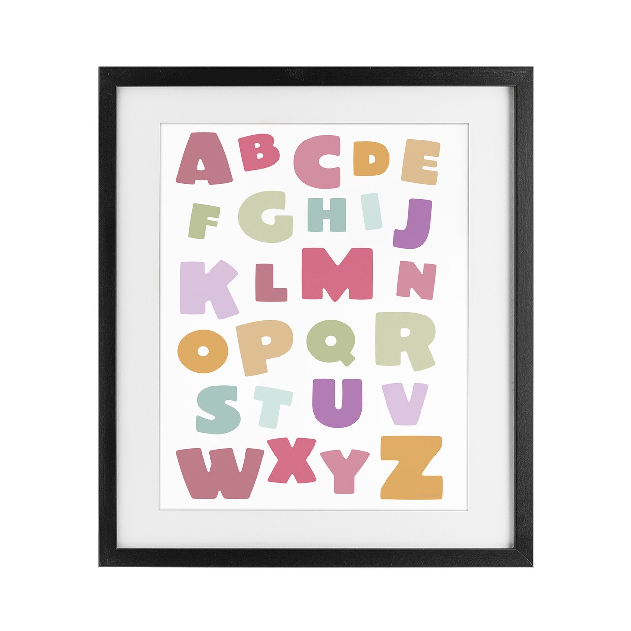 Stupell Industries Muted Alphabet Letters Framed Print Under Glass, design by Susan Ball